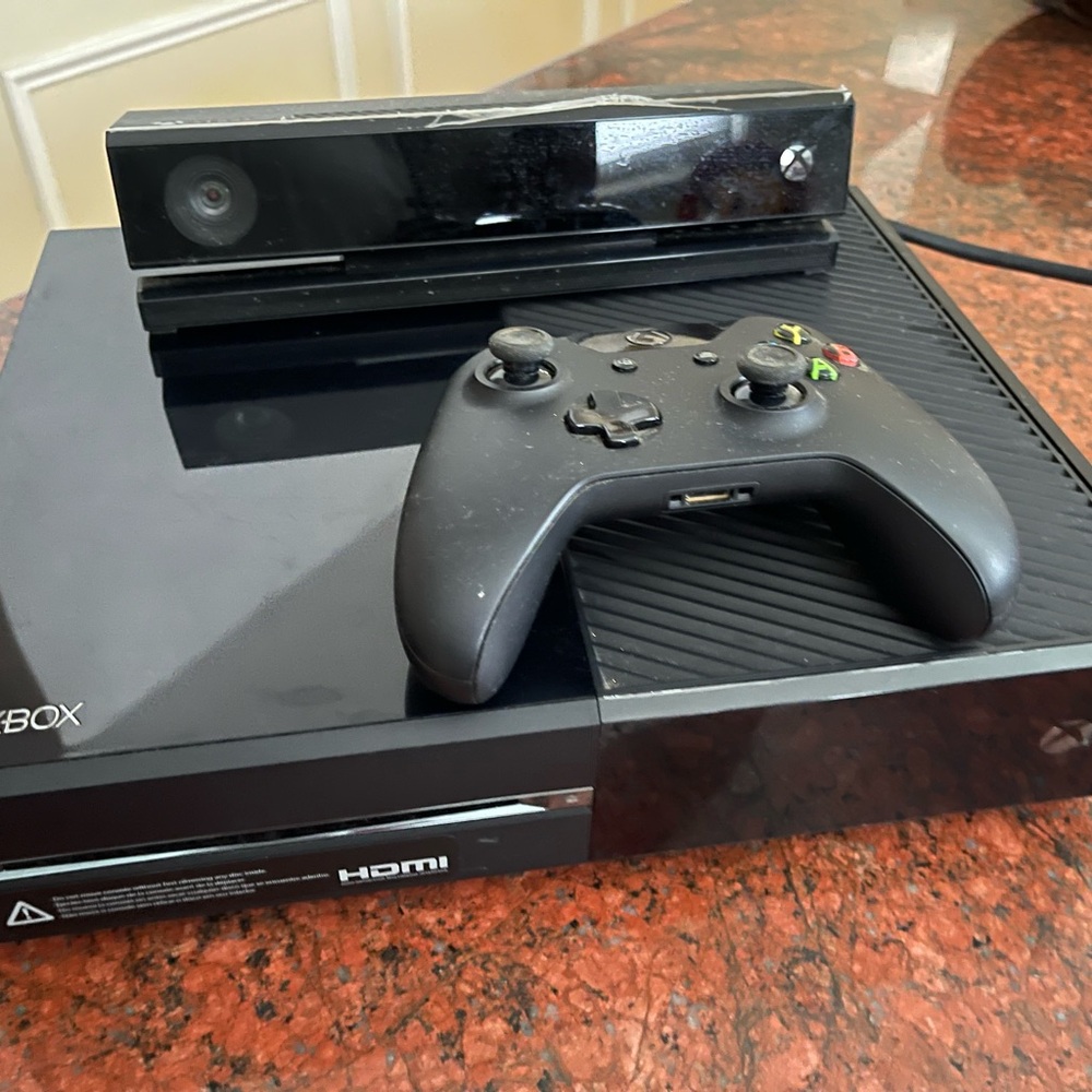 Xbox Black Gaming Console with Controller and Sensor